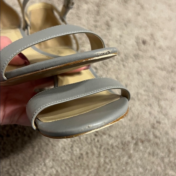 Michael Kors Gray Leather Ankle Strap Heels | Minimalist Dress Sandals 8M - Picture 10 of 12
